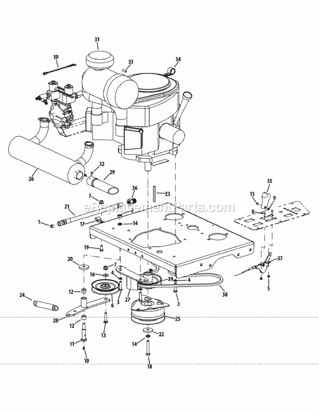 Engine Accessories 72-Inch Deck Diagram and Parts List for S7237-KW 53AP8DU8750 Cub Cadet Sprayer